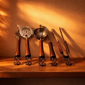 Vintage Barware Tools Set Of 5 Vintage Gothic Scroll Wrought Iron Design